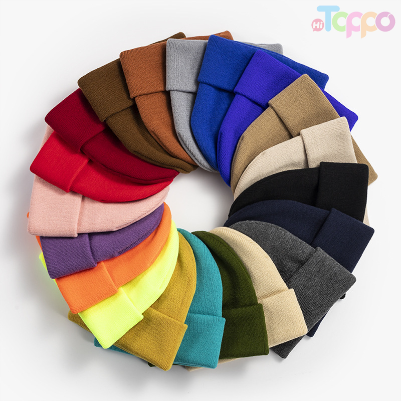 Fashion Blank Multi-color Unisex Knit Custom Logo Solid Color Winter Warm Hat Beanie Knit Hat