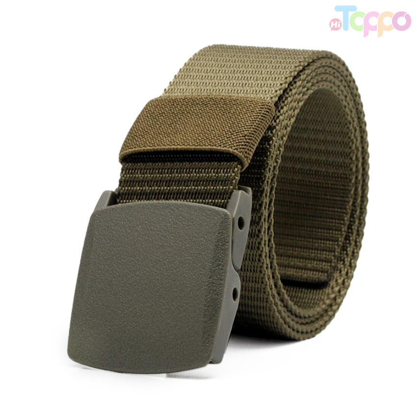  Men Army Outdoor Woven Fabric Nylon Belt With Plastic Buckle 