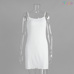 White Eyelet Texture Camisole Dress with Scalloped Hem