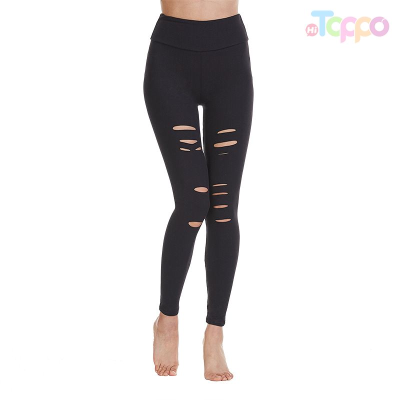 High Quality Women Seamless Yoga Pants Casual Cutout Ripped Butt Lifter Tummy Control Yoga Skinny Leggings