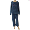 Cozy Cable-Knit Long-Sleeve Pajama Set with "Love" Embroidered Detail