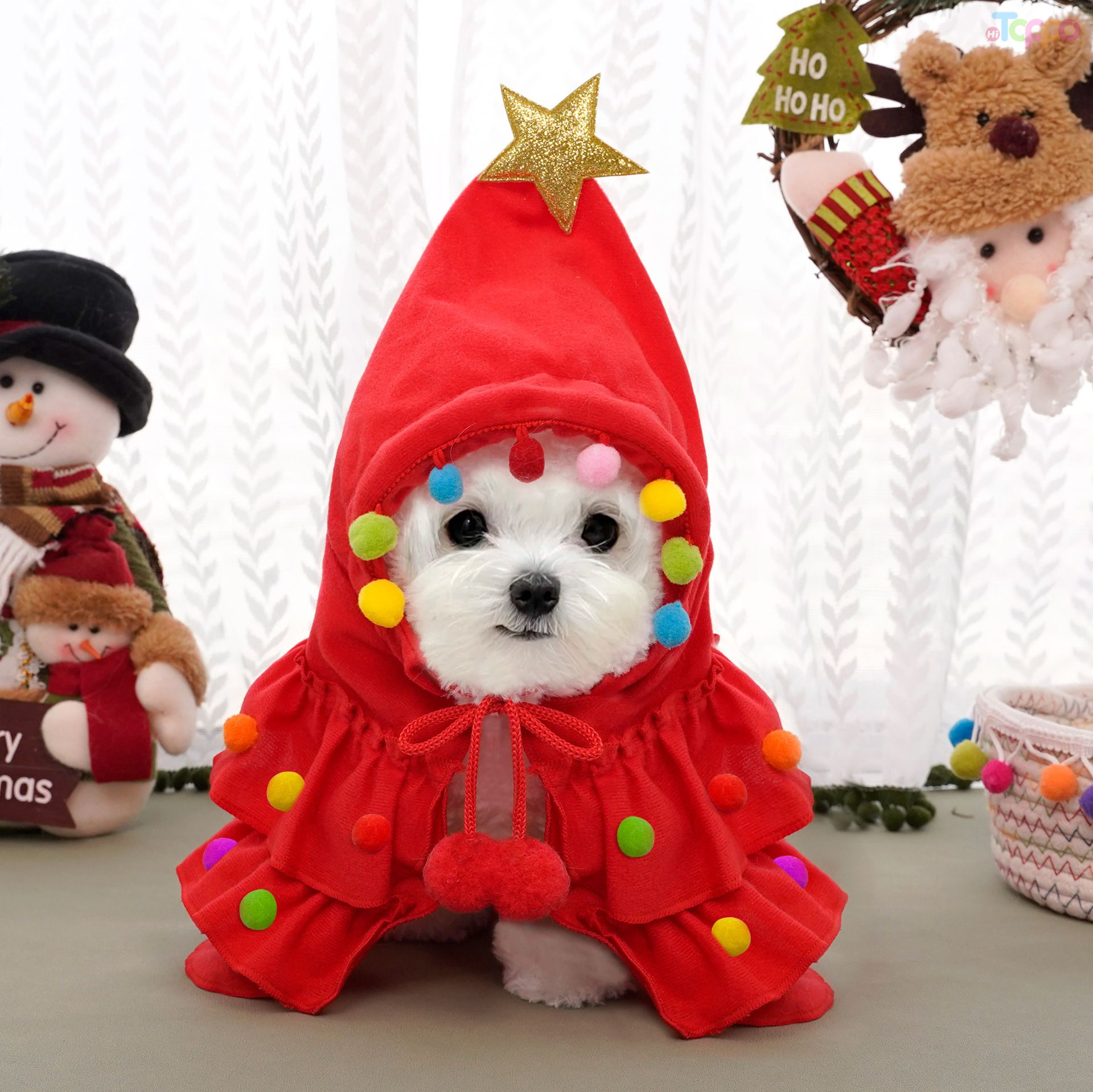 Holiday Pet Costume: Christmas Tree Hooded Cape