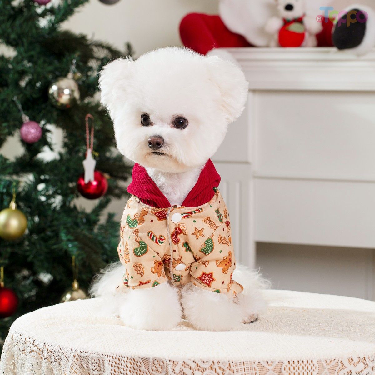 Christmas Gingerbread Pet Hooded Jumpsuit