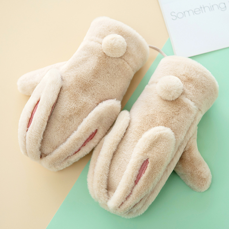 Fluffy gloves with magnetic suction rabbit ears