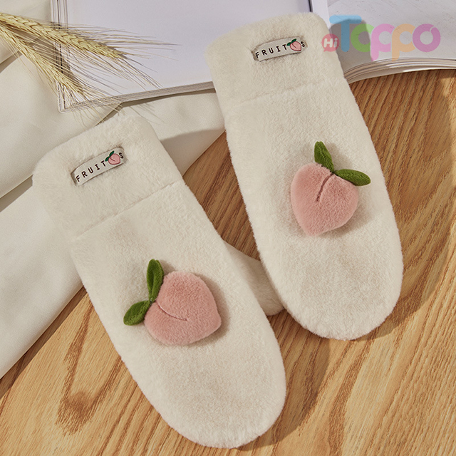 Lovely Three-dimensional Fruits Gloves Winter Warm Rabbit Hair Mittens for Adult Kids