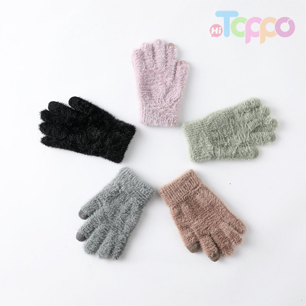 Adult Autumn Winter Sable Yarn Thick Warm Outdoor Touch Screen Gloves Texting Gloves