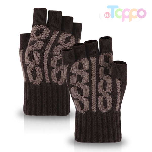 Warm Half-finger Gloves Jacquard Knit Gloves Fingerless Gloves