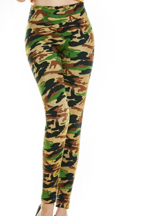 Workout Seamless Breathable Printed Leggings High Waist Casual Camouflage Printing Soft Leggings For Women 