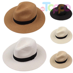 Outdoor Women Men Unisex Spring Summer Breathable Sun Straw Braid Floppy Straw Hats