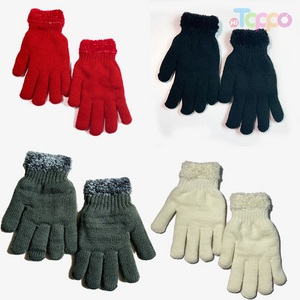 Acrylic with Feather Cuff 7-gage Solid Double Layers Gloves 