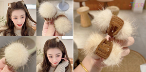 Fabric and Fake Fur Headbands For Women-Set Hair