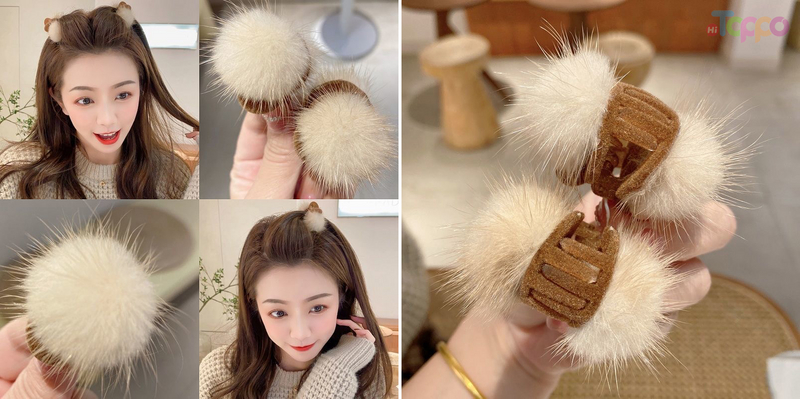 Fabric and Fake Fur Headbands For Women-Set Hair