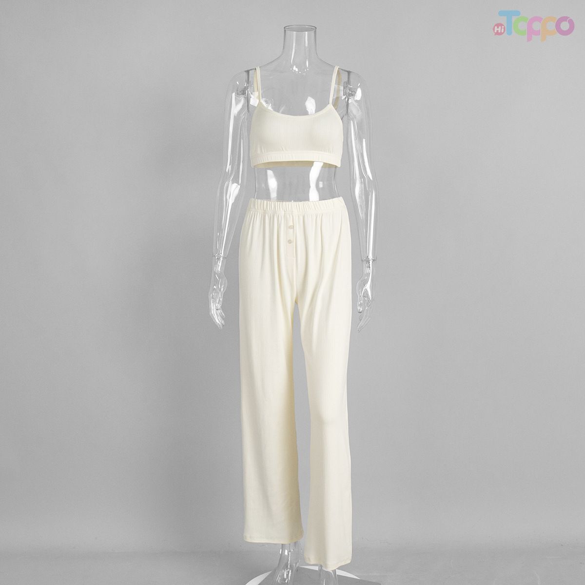 Women's Cream 3-Piece Cardigan & Loungewear Set