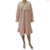 Pastel Pink Cozy Fluffy Long-Sleeve Nightgown with Lace & Bow
