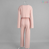 Cozy Pink Ribbed Crop Loungewear Set