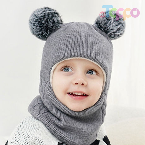 Warm Pom Pom Hats Kids Children Winter Knitted Hat Scarf &Glove Sets 