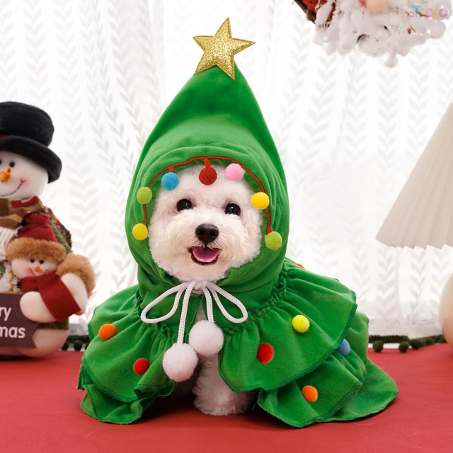 Holiday Pet Costume: Christmas Tree Hooded Cape