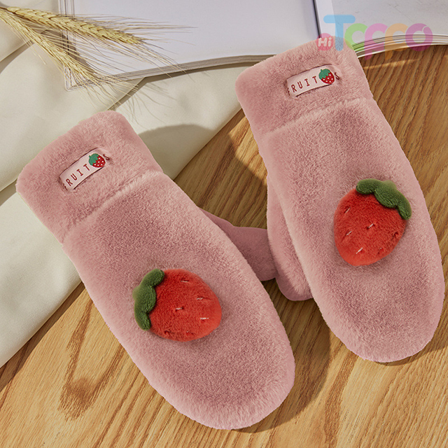 Lovely Three-dimensional Fruits Gloves Winter Warm Rabbit Hair Mittens for Adult Kids