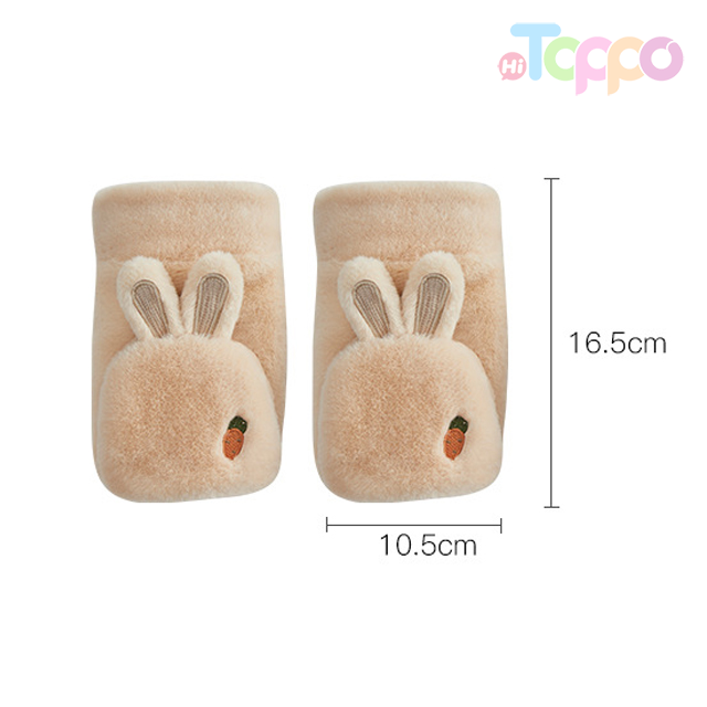 Lovely Cartoon Fingerless Flip Gloves Rabbit Hair Thicken Winter Warm Gloves for Girls