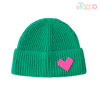 Women Core Spun Yarn Solid Knitted Hat with Silicone Love Heart