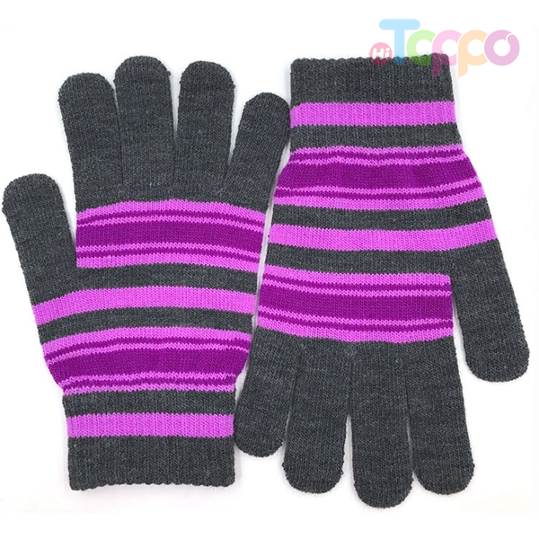 Acrylic Striped Gloves Outdoor Knit Gloves Men's And Women's Magic Gloves