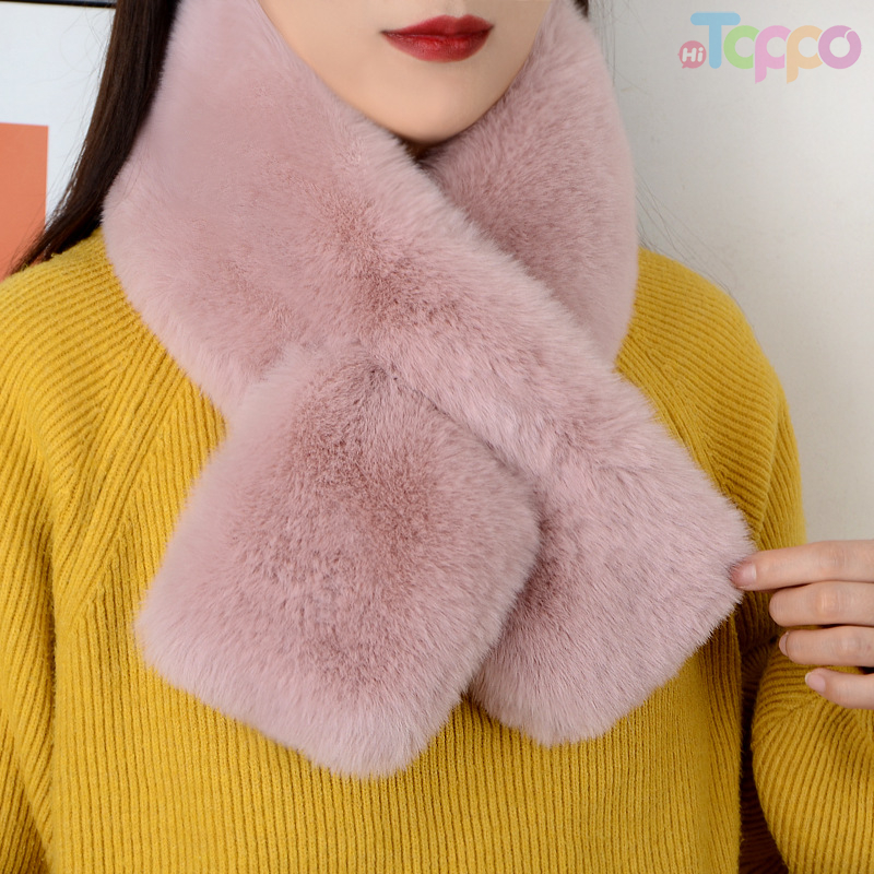Imitation Rabbit Fur Scarf for Women Autumn And Winter Pure Color Wool Thickened Warm 