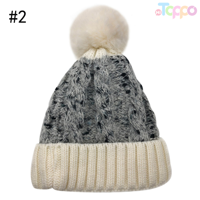 Fashion Outdoor Warm Joint Thicken Knitted Winter Hats with Pompom