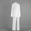 White Textured Oversized Shirt & Wide-Leg Loungewear Set
