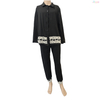 Elegant Black Long-Sleeve Pajama Set with Lace Trim