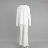 White V-Neck Top & Flare Leg Loungewear Set