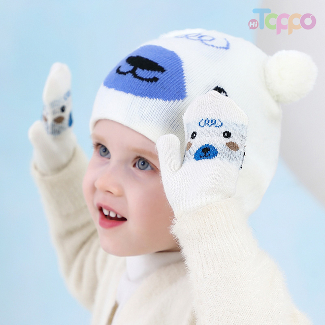 Hot Sale High Quality Thick Children Warm Winter Jacquard Hat &Gloves Set