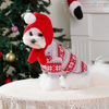 Christmas Pet Sweater with Snowflake Pattern & Hooded Scarf