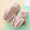 Fluffy gloves with magnetic suction rabbit ears