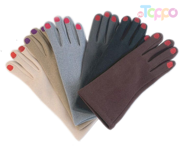Suede Embroidery Flocking Gloves