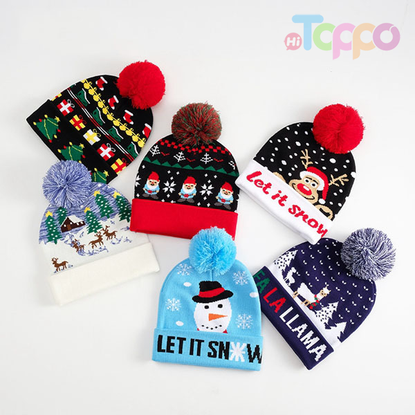 Christmas Jacquard Hats Knit Beanie Christmas Santa Winter Cuff Hat 