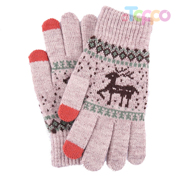 Women Mobile Phone Winter Touch Screen Gloves with Jacquard pattern