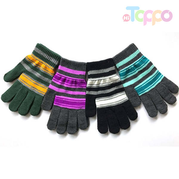 Acrylic Striped Gloves Outdoor Knit Gloves Men's And Women's Magic Gloves