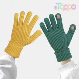 Knitted Gloves Skiing Cycling Driving Long Wrist Gloves Two Exposed Tips Touch Screen Gloves