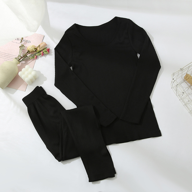 Women Low Collar Long Sleeve Slim Warm Seamless Bottoming Shirt Set Inner Wear for Ladies