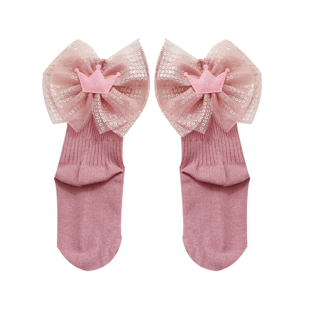 Girl’s Bowknot pure color spring and autumn cotton socks