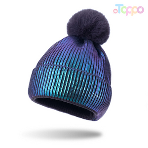Unisex Foil Printing Chff Knitted Beanie Hat Hip Hop Hat Skullcap Beanie