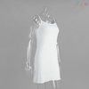White Eyelet Texture Camisole Dress with Scalloped Hem
