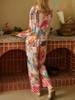 Fun Cartoon Animal Print Pink Pajama Set