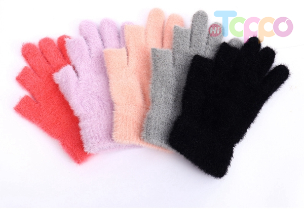 Fashion Winter Sable Yarn Gloves Plain Gloves Office Workers Outdoor Exercise Warm Two Touch Tips Texting Gloves