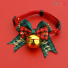 Festive Plaid Bowtie Collar with Bell for Pets
