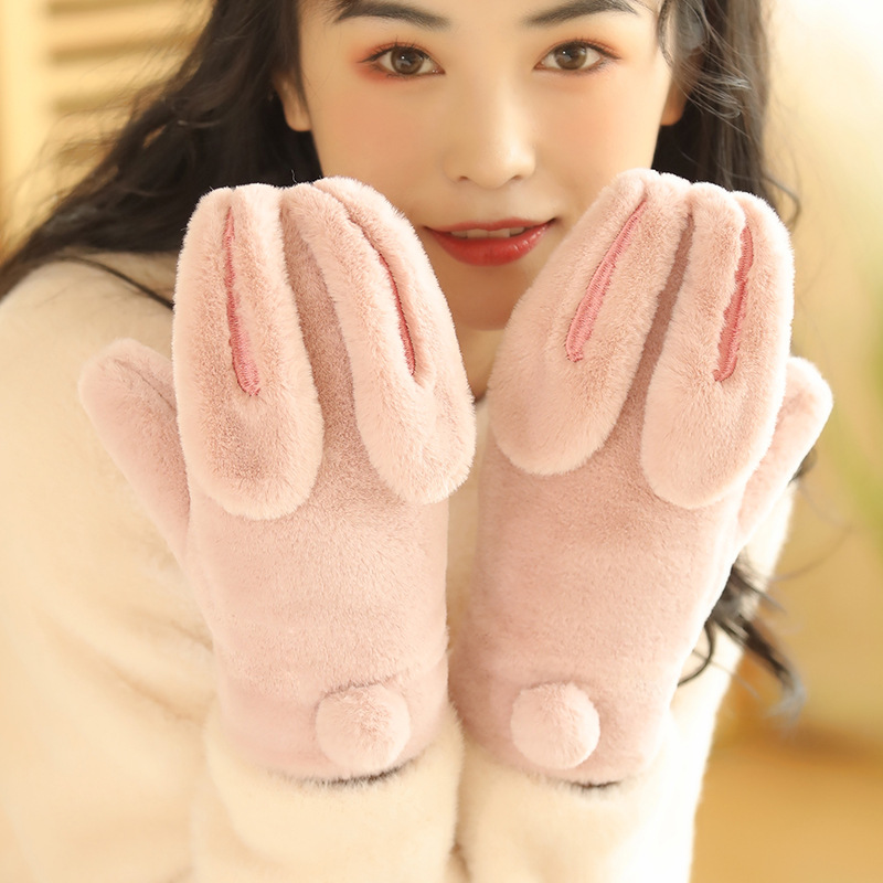 Fluffy gloves with magnetic suction rabbit ears