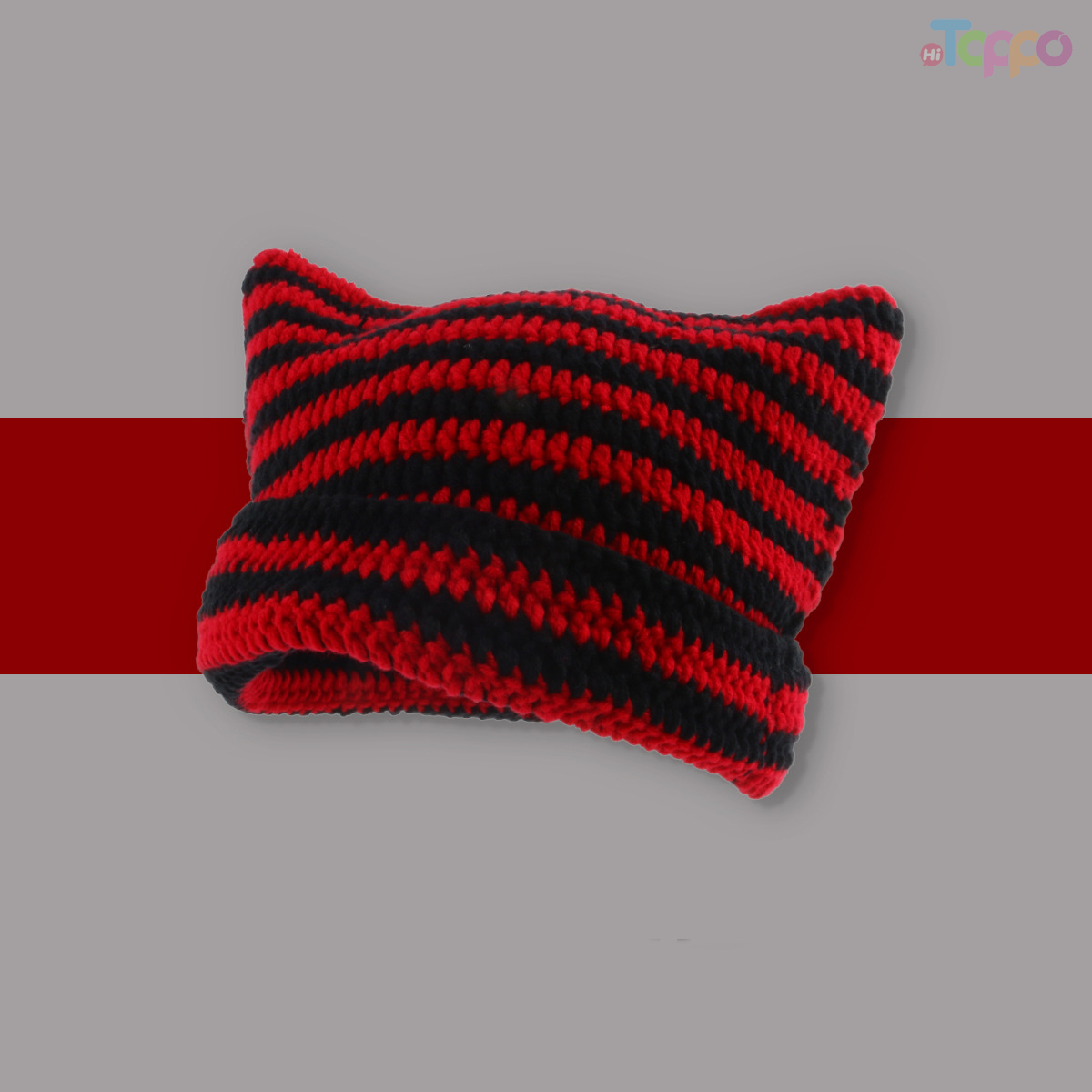 Japanese Internet celebrity ins Little devil striped knitted wool hat cat ear pullover hat