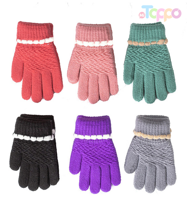 Acrylic 7 Gage Stripe Purl Jacquard Gloves 