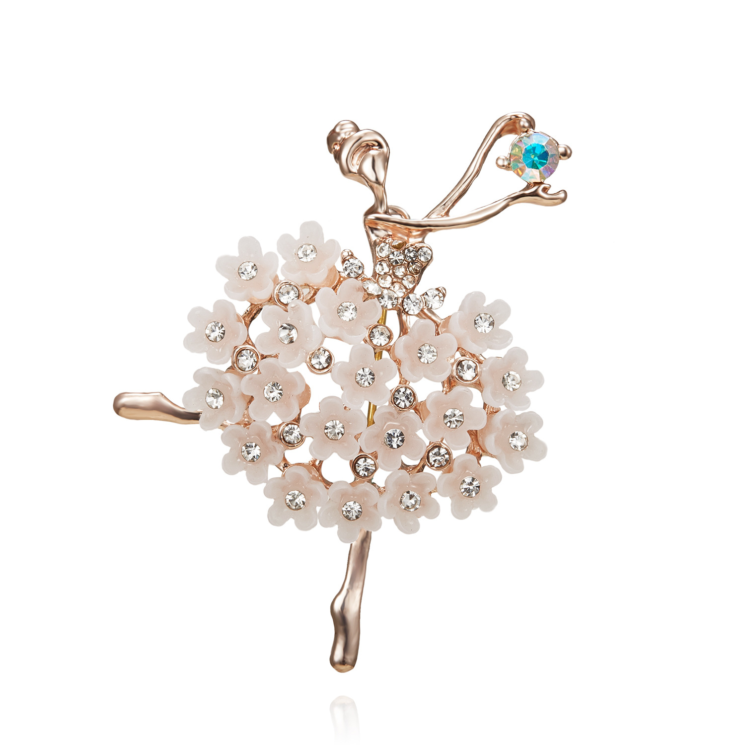 Dancing Girl Pearl Rhinestone oil brooch