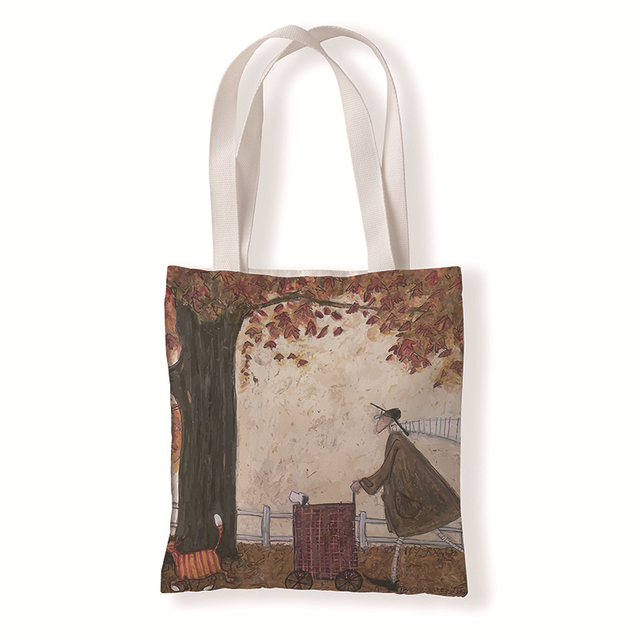 Old Man oil painting canvas bag